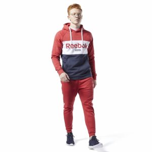 Bluza Z Kapturem Męskie Reebok Training Essentials Linear Logo Czerwone PL 79VERNP